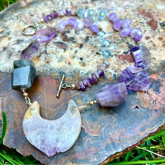Gabriella Designs Jewelry - Boutique 🌙 crescent moon 🌙 variety amethyst & crystal necklace